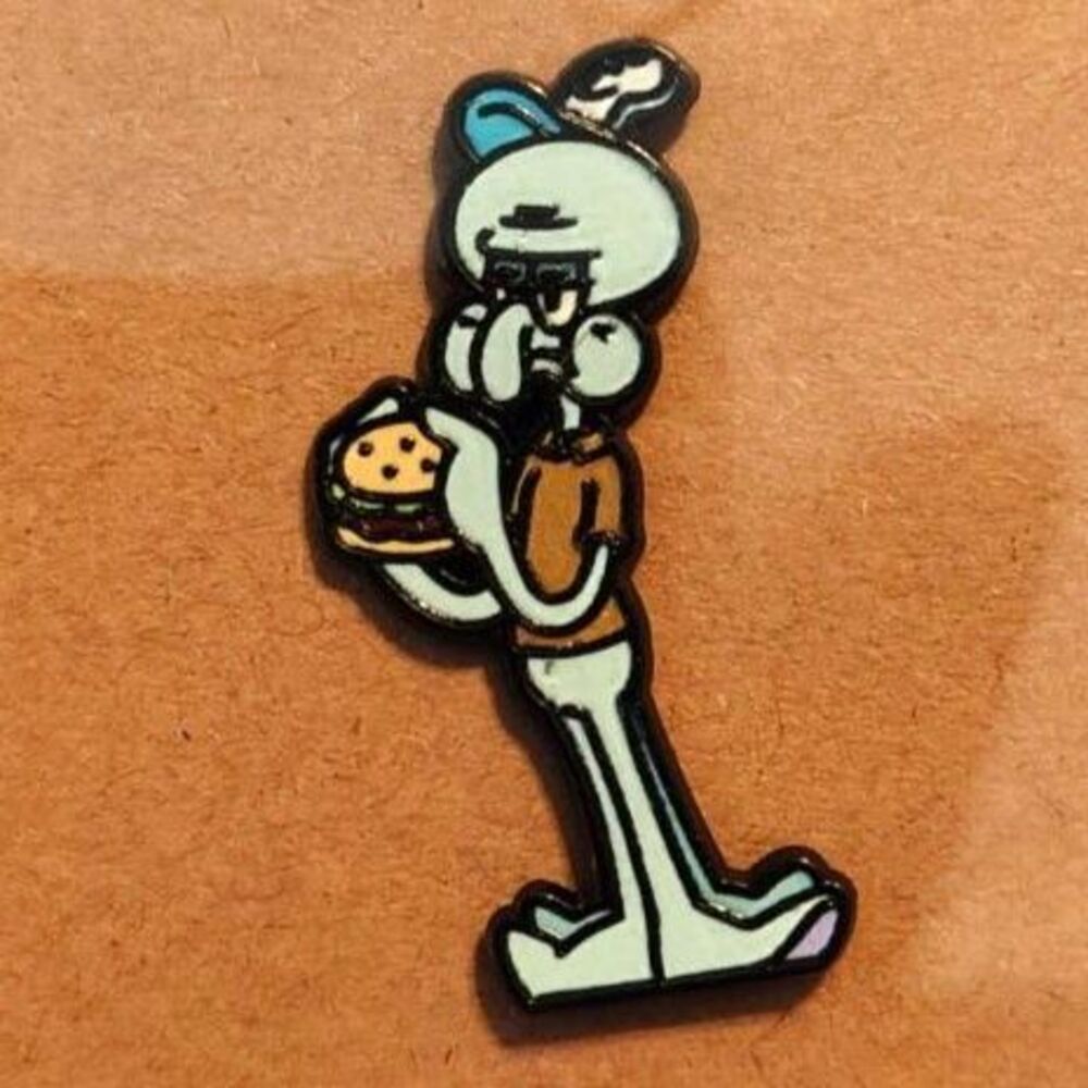 Squidward Krabby Patty Enamel Pin SpongeBob SquarePants Cartoon Badge Brooch
